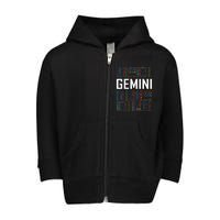 Gemini Zodiac Traits Horoscope Astrology Sign Gift Words Toddler Zip Fleece Hoodie