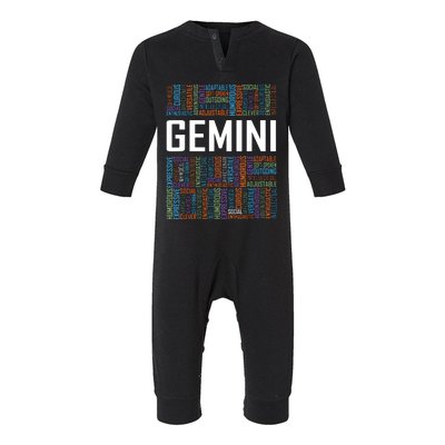 Gemini Zodiac Traits Horoscope Astrology Sign Gift Words Infant Fleece One Piece