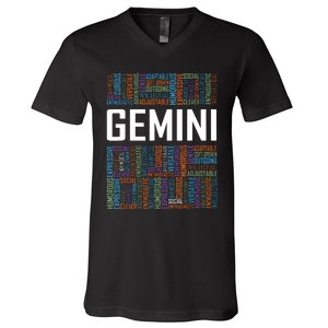 Gemini Zodiac Traits Horoscope Astrology Sign Gift Words V-Neck T-Shirt