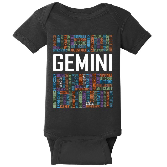 Gemini Zodiac Traits Horoscope Astrology Sign Gift Words Baby Bodysuit