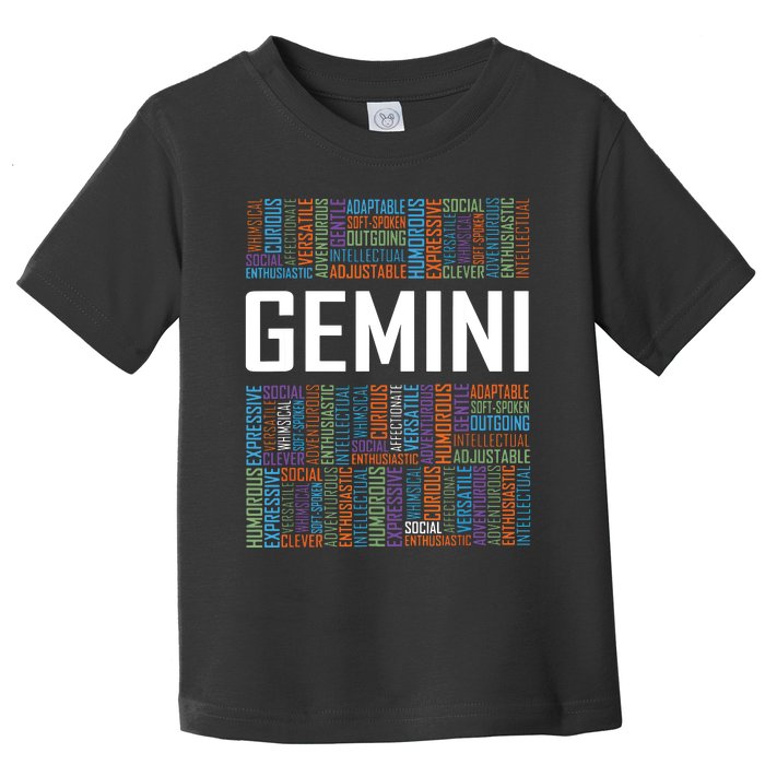 Gemini Zodiac Traits Horoscope Astrology Sign Gift Words Toddler T-Shirt