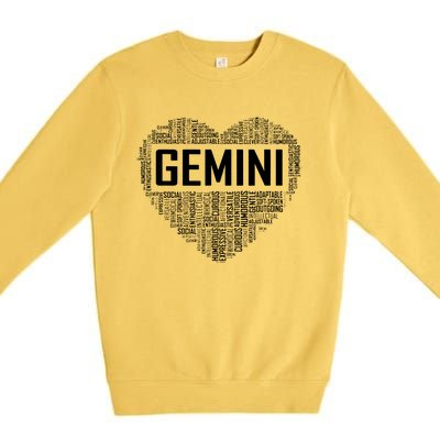 Gemini Zodiac Traits Horoscope Astrology Sign Gift Heart Premium Crewneck Sweatshirt