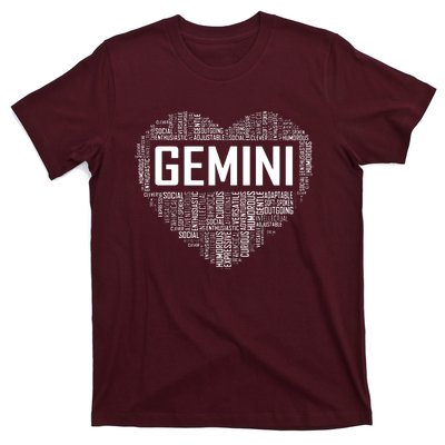 Gemini Zodiac Traits Horoscope Astrology Sign Gift Heart T-Shirt