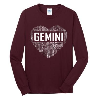 Gemini Zodiac Traits Horoscope Astrology Sign Gift Heart Tall Long Sleeve T-Shirt