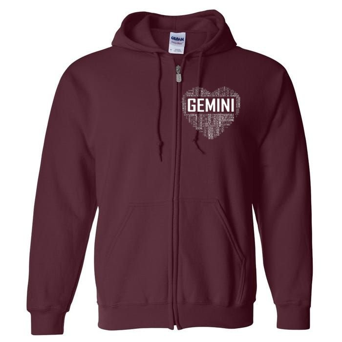 Gemini Zodiac Traits Horoscope Astrology Sign Gift Heart Full Zip Hoodie