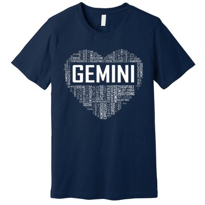 Gemini Zodiac Traits Horoscope Astrology Sign Gift Heart Premium T-Shirt