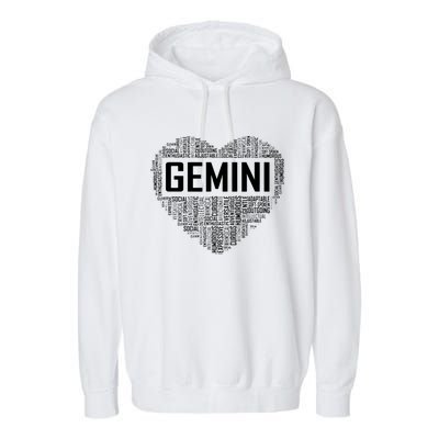 Gemini Zodiac Traits Horoscope Astrology Sign Gift Heart Garment-Dyed Fleece Hoodie