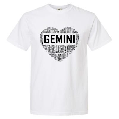 Gemini Zodiac Traits Horoscope Astrology Sign Gift Heart Garment-Dyed Heavyweight T-Shirt