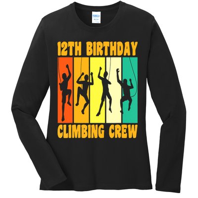 Happy 12 Birthday 12 Year Old Climber Climbing 12th Birthday Ladies Long Sleeve Shirt
