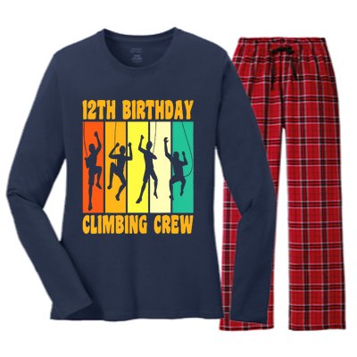 Happy 12 Birthday 12 Year Old Climber Climbing 12th Birthday Women's Long Sleeve Flannel Pajama Set 