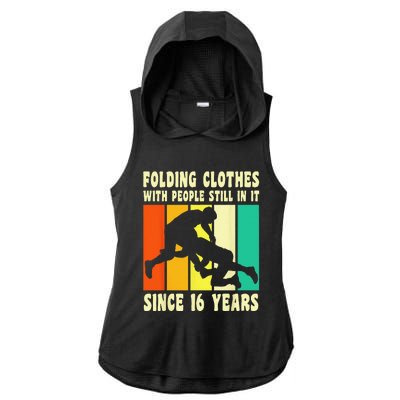 Happy 16 Birthday 16 Year Old Vintage Wrestling 16 Birthday Ladies PosiCharge Tri-Blend Wicking Draft Hoodie Tank