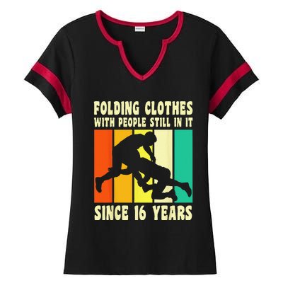 Happy 16 Birthday 16 Year Old Vintage Wrestling 16 Birthday Ladies Halftime Notch Neck Tee