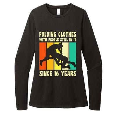 Happy 16 Birthday 16 Year Old Vintage Wrestling 16 Birthday Womens CVC Long Sleeve Shirt