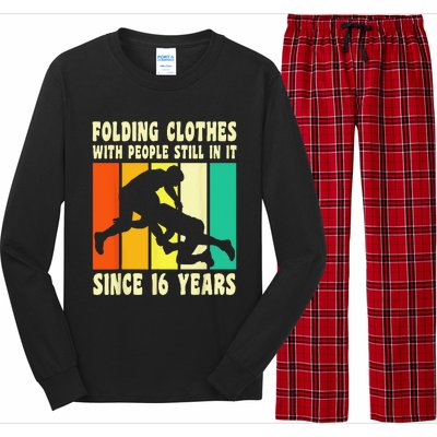 Happy 16 Birthday 16 Year Old Vintage Wrestling 16 Birthday Long Sleeve Pajama Set