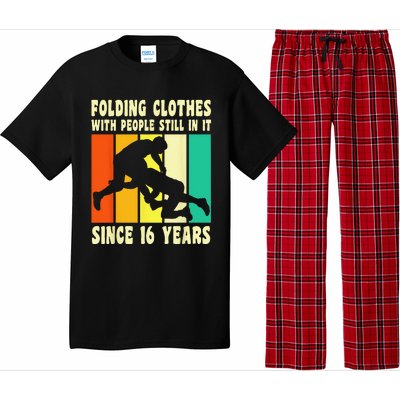 Happy 16 Birthday 16 Year Old Vintage Wrestling 16 Birthday Pajama Set