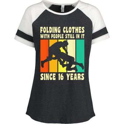 Happy 16 Birthday 16 Year Old Vintage Wrestling 16 Birthday Enza Ladies Jersey Colorblock Tee