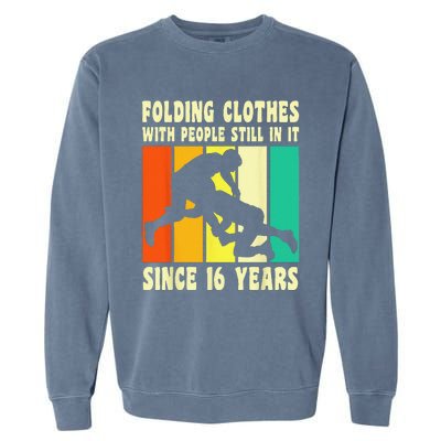 Happy 16 Birthday 16 Year Old Vintage Wrestling 16 Birthday Garment-Dyed Sweatshirt