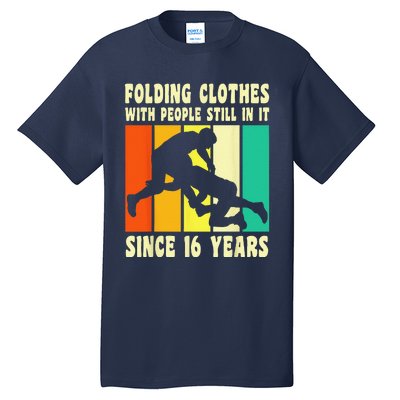 Happy 16 Birthday 16 Year Old Vintage Wrestling 16 Birthday Tall T-Shirt