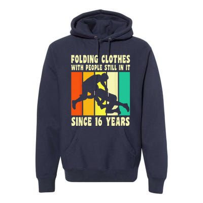 Happy 16 Birthday 16 Year Old Vintage Wrestling 16 Birthday Premium Hoodie