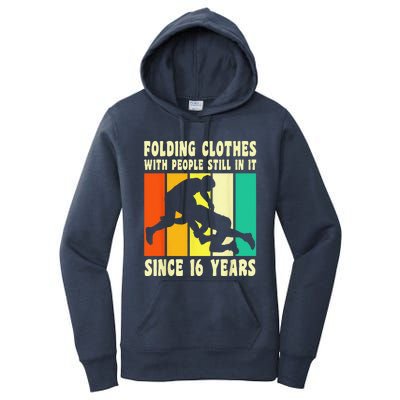 Happy 16 Birthday 16 Year Old Vintage Wrestling 16 Birthday Women's Pullover Hoodie