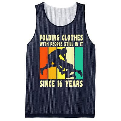 Happy 16 Birthday 16 Year Old Vintage Wrestling 16 Birthday Mesh Reversible Basketball Jersey Tank