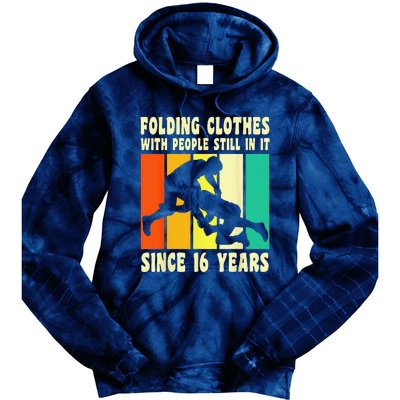 Happy 16 Birthday 16 Year Old Vintage Wrestling 16 Birthday Tie Dye Hoodie