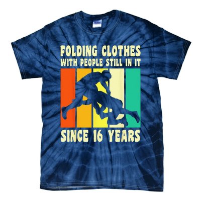 Happy 16 Birthday 16 Year Old Vintage Wrestling 16 Birthday Tie-Dye T-Shirt