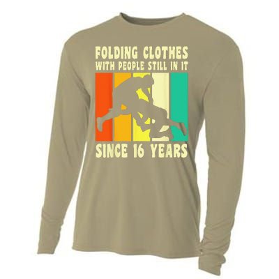 Happy 16 Birthday 16 Year Old Vintage Wrestling 16 Birthday Cooling Performance Long Sleeve Crew