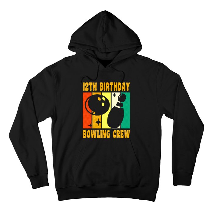 Happy 12 Birthday 12 Year Old Vintage Bowling 12th Birthday Hoodie