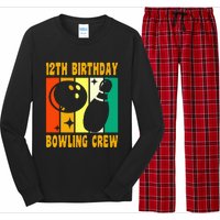 Happy 12 Birthday 12 Year Old Vintage Bowling 12th Birthday Long Sleeve Pajama Set