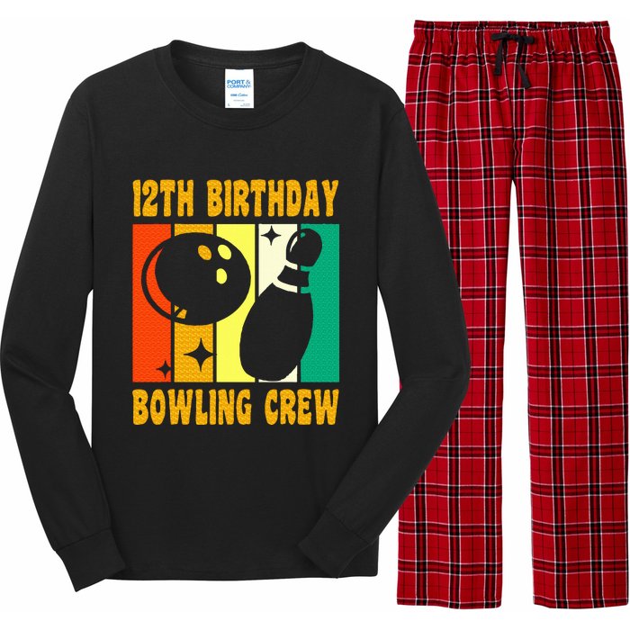 Happy 12 Birthday 12 Year Old Vintage Bowling 12th Birthday Long Sleeve Pajama Set