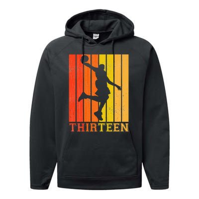 Happy 13th Birthday Decorations For Basketball Players Performance Fleece Hoodie