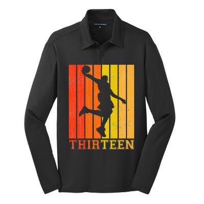 Happy 13th Birthday Decorations For Basketball Players Silk Touch Performance Long Sleeve Polo