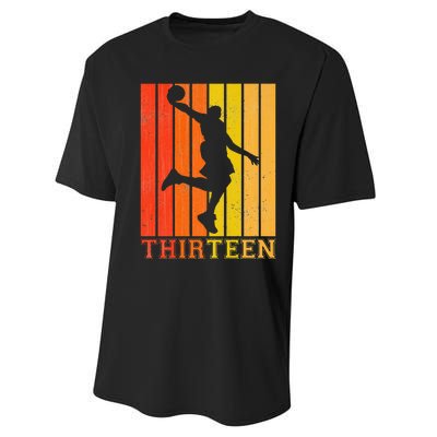 Happy 13th Birthday Decorations For Basketball Players Performance Sprint T-Shirt