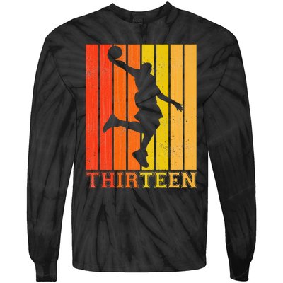 Happy 13th Birthday Decorations For Basketball Players Tie-Dye Long Sleeve Shirt