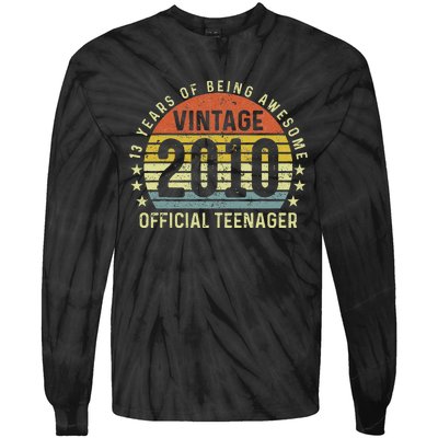 Happy 13th Birthday Vintage 2010 Warning Tie-Dye Long Sleeve Shirt