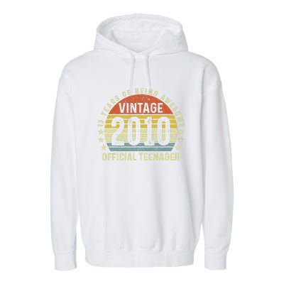 Happy 13th Birthday Vintage 2010 Warning Garment-Dyed Fleece Hoodie