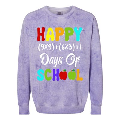 Happy 100 Days Of School Multiplication Math Teacher Funny Gift Colorblast Crewneck Sweatshirt