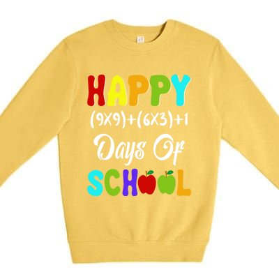 Happy 100 Days Of School Multiplication Math Teacher Funny Gift Premium Crewneck Sweatshirt