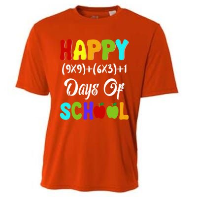 Happy 100 Days Of School Multiplication Math Teacher Funny Gift Cooling Performance Crew T-Shirt