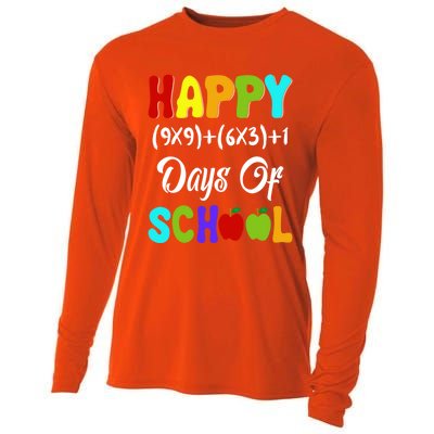 Happy 100 Days Of School Multiplication Math Teacher Funny Gift Cooling Performance Long Sleeve Crew