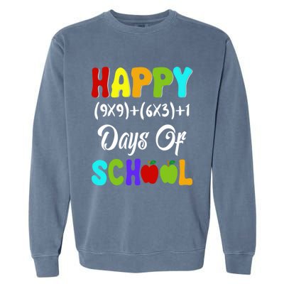 Happy 100 Days Of School Multiplication Math Teacher Funny Gift Garment-Dyed Sweatshirt