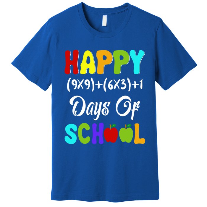 Happy 100 Days Of School Multiplication Math Teacher Funny Gift Premium T-Shirt