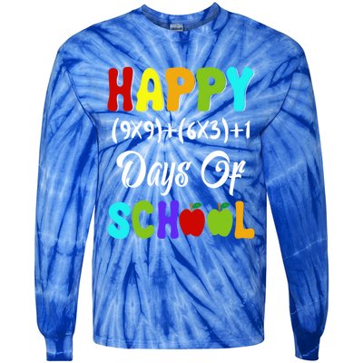 Happy 100 Days Of School Multiplication Math Teacher Funny Gift Tie-Dye Long Sleeve Shirt