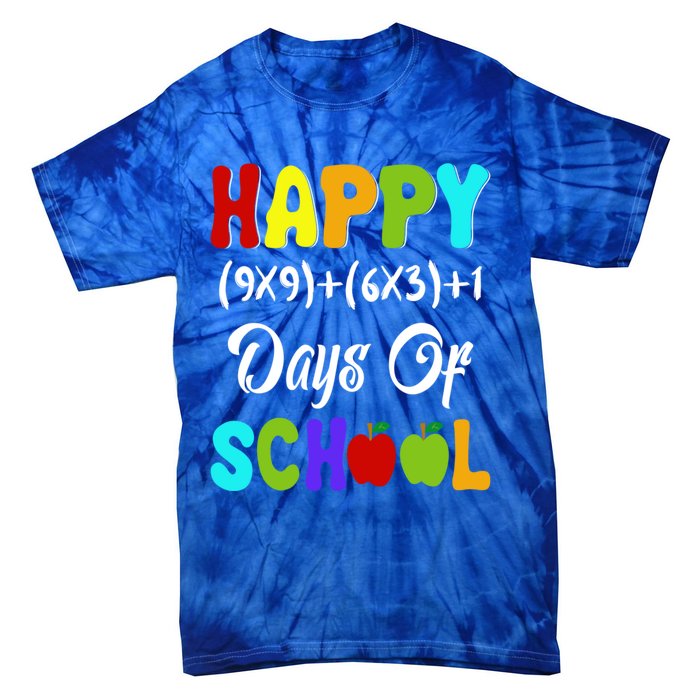 Happy 100 Days Of School Multiplication Math Teacher Funny Gift Tie-Dye T-Shirt