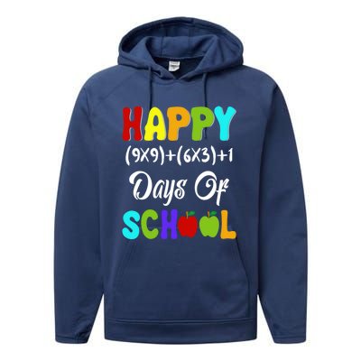 Happy 100 Days Of School Multiplication Math Teacher Funny Gift Performance Fleece Hoodie