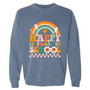 Happy 100 Days Of School Teacher Retro Groovy 100th Day Gift Garment-Dyed Sweatshirt