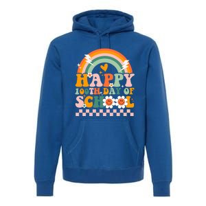 Happy 100 Days Of School Teacher Retro Groovy 100th Day Gift Premium Hoodie