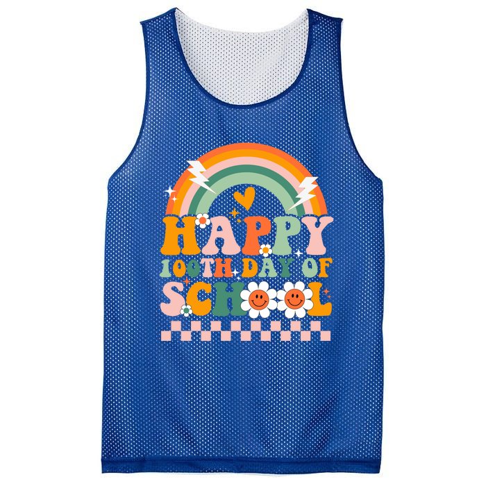 Happy 100 Days Of School Teacher Retro Groovy 100th Day Gift Mesh Reversible Basketball Jersey Tank