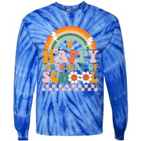 Happy 100 Days Of School Teacher Retro Groovy 100th Day Gift Tie-Dye Long Sleeve Shirt